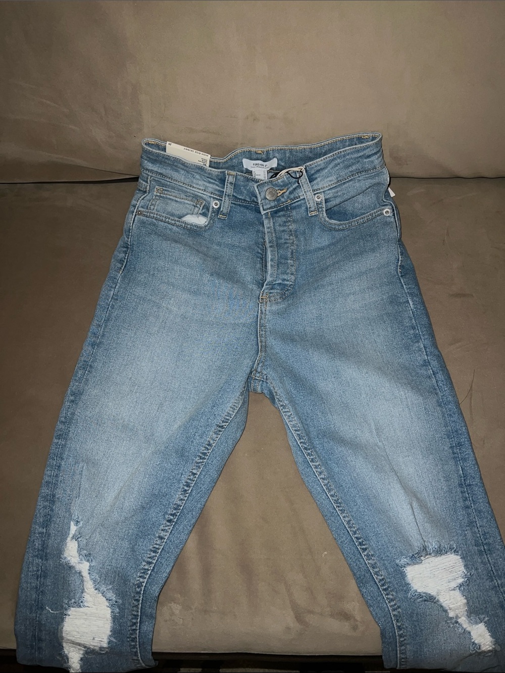 Light Blue Distressed High-Rise Women’s Forever 21 Jeans
